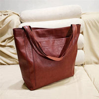 Elfriede | Damen Leder Tote Bag Geräumige Klassische Schultertasche - Rot