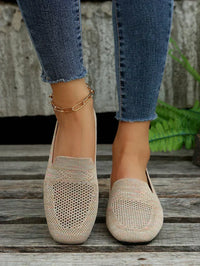 Damen Loafer mit perforierter Oberfläche und quadratischem Zehenbereich - Beige