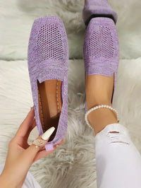 Damen Loafer mit perforierter Oberfläche und quadratischem Zehenbereich - Lila