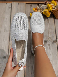 Damen Loafer mit perforierter Oberfläche und quadratischem Zehenbereich - Weiß