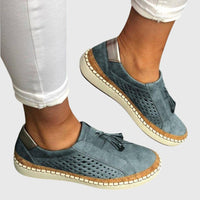Damen Loafer mit Quaste auf dem Vorderblatt und Lochmuster an den Seiten - Blau