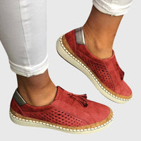 Damen Loafer mit Quaste auf dem Vorderblatt und Lochmuster an den Seiten - Terrakotta