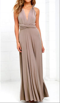 Damen Maxikleid mit überkreuztem Halsteil - Khaki