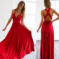 Damen Maxikleid mit überkreuztem Halsteil - Rot