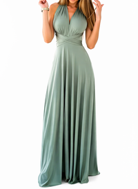 Damen Maxikleid mit überkreuztem Halsteil - Celadon