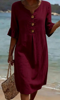 Damen Midi-Hemdkleid mit Knöpfen - Bordeaux