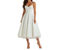 Damen Midikleid mit Korsettoberteil und schmalen Trägern - Weiß