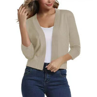 Katharina | Damen Offener Kurzjacken-Cardigan mit 3/4-Ärmeln - Beige