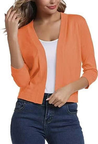 Katharina | Damen Offener Kurzjacken-Cardigan mit 3/4-Ärmeln - Orange