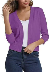 Katharina | Damen Offener Kurzjacken-Cardigan mit 3/4-Ärmeln - Lila