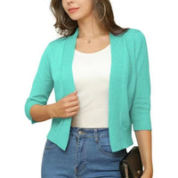 Katharina | Damen Offener Kurzjacken-Cardigan mit 3/4-Ärmeln - Dunkles Marineblau