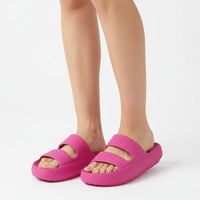 Damen-Pantoletten mit zwei Riemen - Rosa