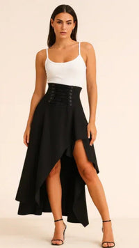 Damen Rock lang mit Schlitz | Midi - Schwarz
