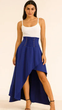 Damen Rock lang mit Schlitz | Midi - Blau