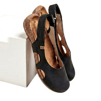 Damen-Sandalen mit geschlossener Zehenpartie und Fersenriemen - Schwarz