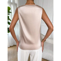 Damen Satin-Top mit Wasserfallausschnitt - Aprikose