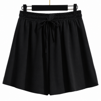 Damen Shorts mit Elastischem Bund und Kordelzug - Schwarz