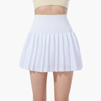 Damen Skort mit hohem Bund, Faltenstruktur und elastischem Bund - Hellblau