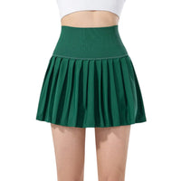 Damen Skort mit hohem Bund, Faltenstruktur und elastischem Bund - Dunkelgrün