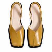 Damen Slingback Flache Schuhe mit Quadratischer Spitze - Olivgrün