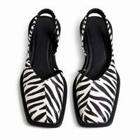 Damen Slingback Flache Schuhe mit Quadratischer Spitze - Leopard