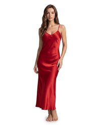 Damen-Slip-Kleid in Midi-Länge - Rot