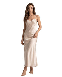 Damen-Slip-Kleid in Midi-Länge - Creme