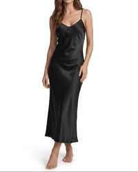 Damen-Slip-Kleid in Midi-Länge - Schwarz