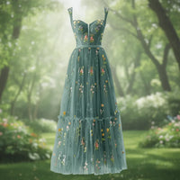 Damen Sommerkleid Maxi Festliches - Dunkelgrün