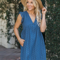Damen Sommerkleid Strampler - Blau