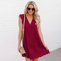 Damen Sommerkleid Strampler - Burgunderrot