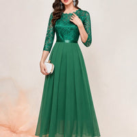 Katharina | Damen Spitzen Chiffon Abendkleid Elegant Formal Dress Maxi - Grün