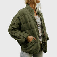 Nora | Damen Steppjacke leichte gefütterte Kurzjacke mit Reißverschluss - Grün