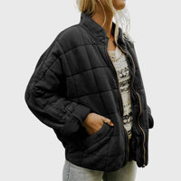 Nora | Damen Steppjacke leichte gefütterte Kurzjacke mit Reißverschluss - Schwarz