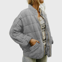 Nora | Damen Steppjacke leichte gefütterte Kurzjacke mit Reißverschluss - Grau