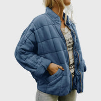 Nora | Damen Steppjacke leichte gefütterte Kurzjacke mit Reißverschluss - Blau