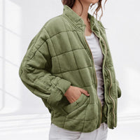 Nora | Damen Steppjacke leichte gefütterte Kurzjacke mit Reißverschluss - Salbeigrün