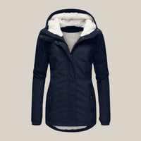Leonie | Damen Steppjacke mit Fleecefutter Kapuze Winterjacke - Blau