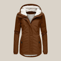 Leonie | Damen Steppjacke mit Fleecefutter Kapuze Winterjacke - Braun