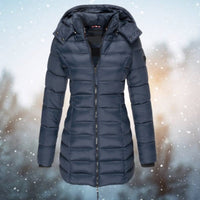 Emilia | Damen Steppjacke mit Kapuze tailliert warm gefüttert - Marineblau