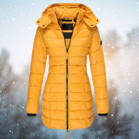 Emilia | Damen Steppjacke mit Kapuze tailliert warm gefüttert - Gelb