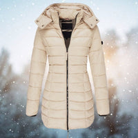 Emilia | Damen Steppjacke mit Kapuze tailliert warm gefüttert - Khaki
