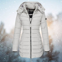 Emilia | Damen Steppjacke mit Kapuze tailliert warm gefüttert - Grau