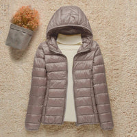 Elisabeth | Damen Steppjacke mit Kapuze ultraleichte Übergangsjacke - Taupe