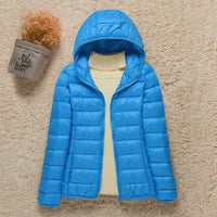 Elisabeth | Damen Steppjacke mit Kapuze ultraleichte Übergangsjacke - Hellblau