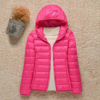 Elisabeth | Damen Steppjacke mit Kapuze ultraleichte Übergangsjacke - Fuchsia