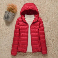 Elisabeth | Damen Steppjacke mit Kapuze ultraleichte Übergangsjacke - Rot