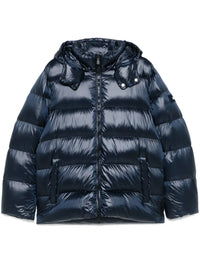 Damen Steppjacke mit Kapuze und durchgehendem Reißverschluss - Blau