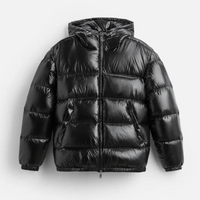 Damen Steppjacke mit Kapuze und durchgehendem Reißverschluss - Schwarz