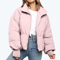 Damen Steppjacke mit Reißverschluss und Stehkragen - Rosa